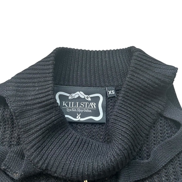 Killstar Dee Sturbed open knit black cold should sweater size XS goth emo grunge - Picture 4 of 9